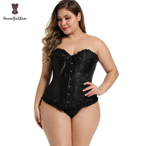 Victorian Overbust Corset Top Women Bustier Lace-Up Plus Size Elegant Fashion