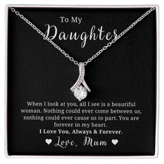 To My Daughter, When I look at you... Love Mum 14K White Gold, Mother to Daughter Gift, Necklace for Birthday or Christmas