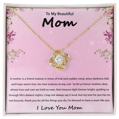 Gold Mom Pendant Necklace Women 14K White Yellow Gold Mother's Day Birthday Christmas Gift
