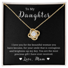 Mother to Daughter Gift Necklace, With Message Card, Hand Made Gold Jewelry For Daughters Birthday Gift