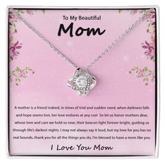 Gold Mom Pendant Necklace Women 14K White Yellow Gold Mother's Day Birthday Christmas Gift