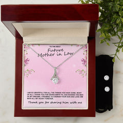 Mother of the Groom Necklace & Earring Set Gift From Bride Elegant Wedding Jewelry