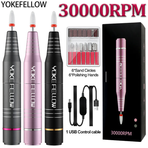 Electric Nail Drill 30000RPM Manicure Machine Set Milling Polishing Beginner Professional