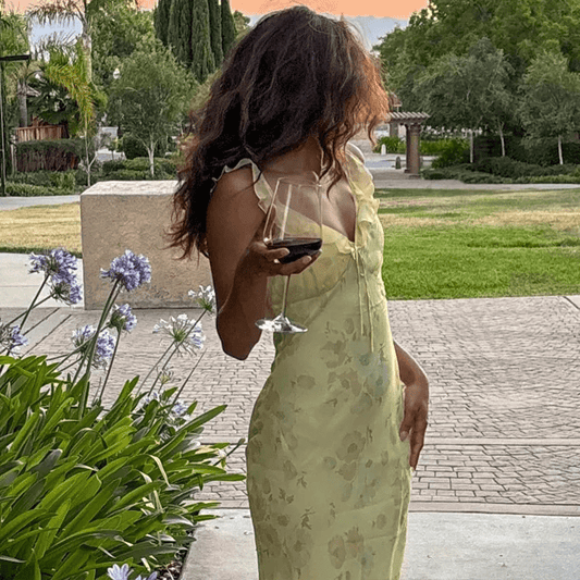 Yellow floral summer dress