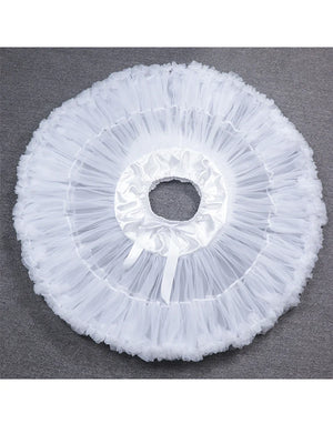 Flower Style White Chiffon Adjustable Petticoat Crinoline Inner Bustle Cosplay Tutu Puffy Skirt Layered Under Wedding Dress