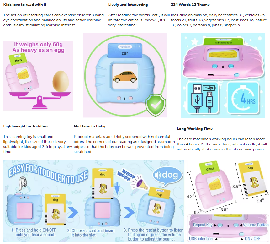 Talking Flash Cards instructions