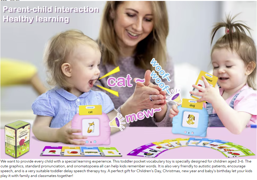 Talking Flash Cards Early Educational Toys  Baby Boys Girls Preschool Learning Reading Device Interactive Gift for Kids