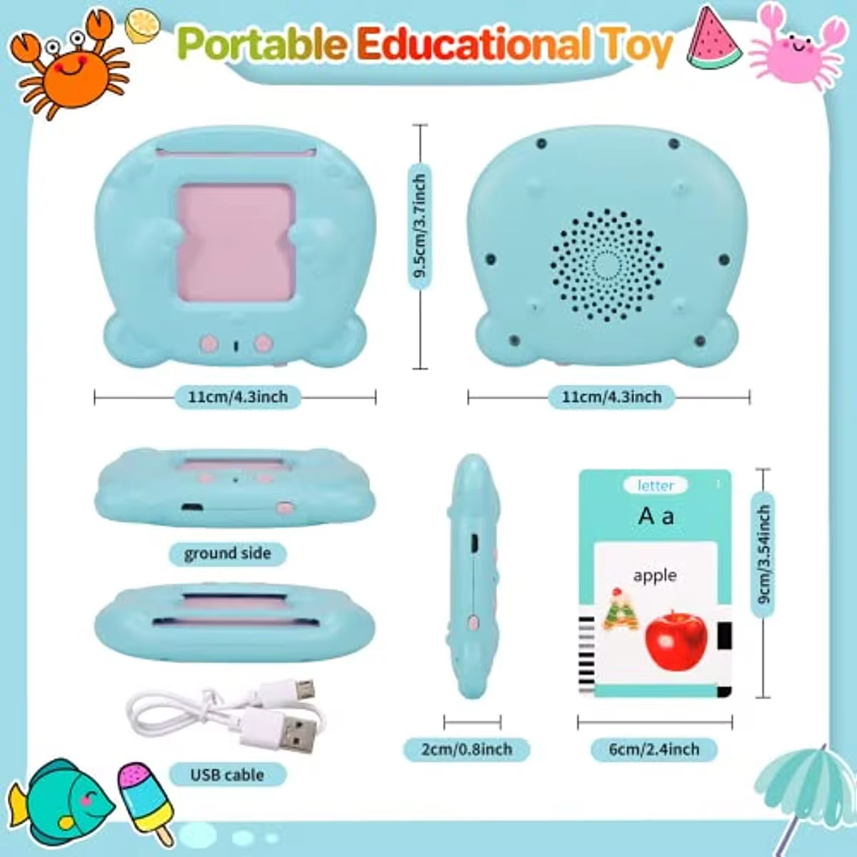 Talking Flash Cards Early Educational Toys  Baby Boys Girls Preschool Learning Reading Device Interactive Gift for Kids