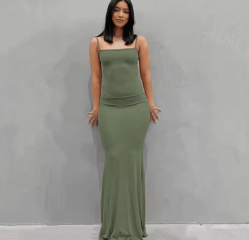 Satin Slip Strapless Maxi Dress Women Square Neck Backless Bodycon Elegant Party Y2K Summer