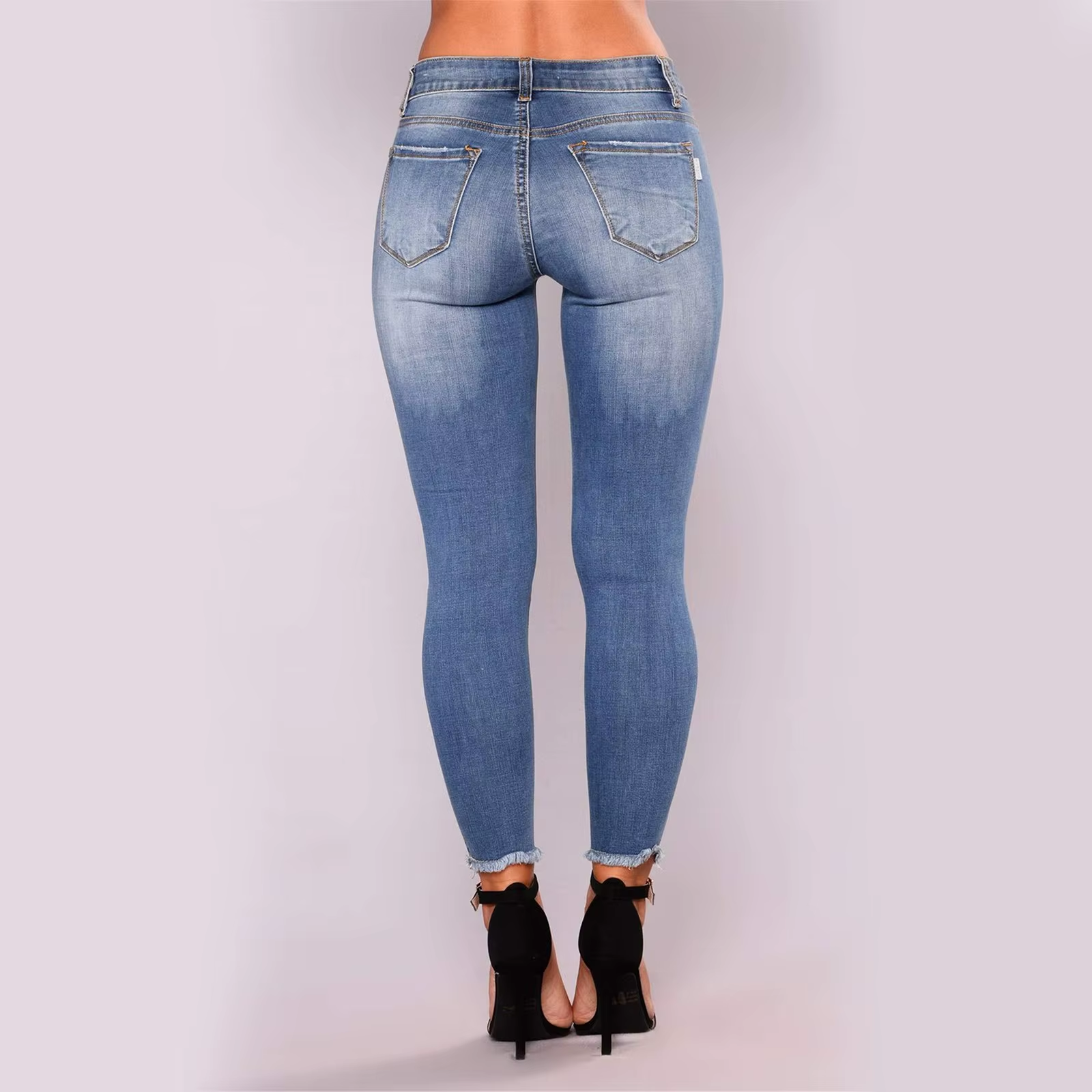 ModStreet Stylish Light Blue Ripped Distressed Jeans Slim/Tight Fit Stretch Material