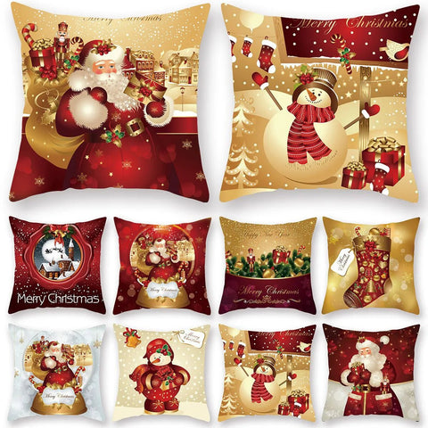 Christmas Pillow Covers Merry Xmas Festive Cushion Home Decoration Holiday Sofa Decor Set