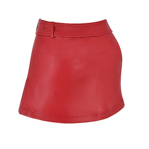 Red Faux Leather Sexy Mini Skirt Pencil Skirt Party PU Latex Fabric Fashion Zipper Bright Sexy Clubwear Skirt