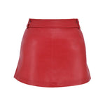 Red Faux Leather Sexy Mini Skirt Pencil Skirt Party PU Latex Fabric Fashion Zipper Bright Sexy Clubwear Skirt