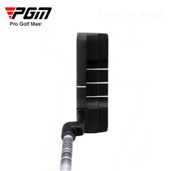Black golf putter head with white shaft on a white background, featuring Pro Golf Masters logo.