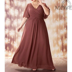 Plus Size Evening Maxi Dresses Wedding Party V-Neck Formal Dress For Women
