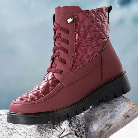 Womens Waterproof Snow Boots For Winter Lace Up and Zipper