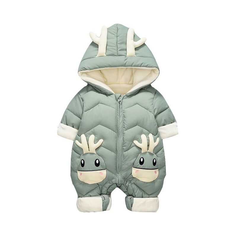 Newborn Baby Winter Snowsuit Velvet Thick Baby Jumpsuit 0-2 Years  Hooded Deer Ears Romper