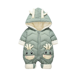 Newborn Baby Winter Snowsuit Velvet Thick Baby Jumpsuit 0-2 Years  Hooded Deer Ears Romper