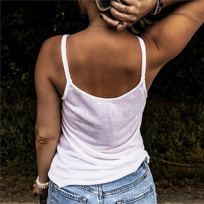 Women's Summer Fashion Tank Tops Sleeveless Round Neck Knit Suspenders Sling Tank T-Shirt