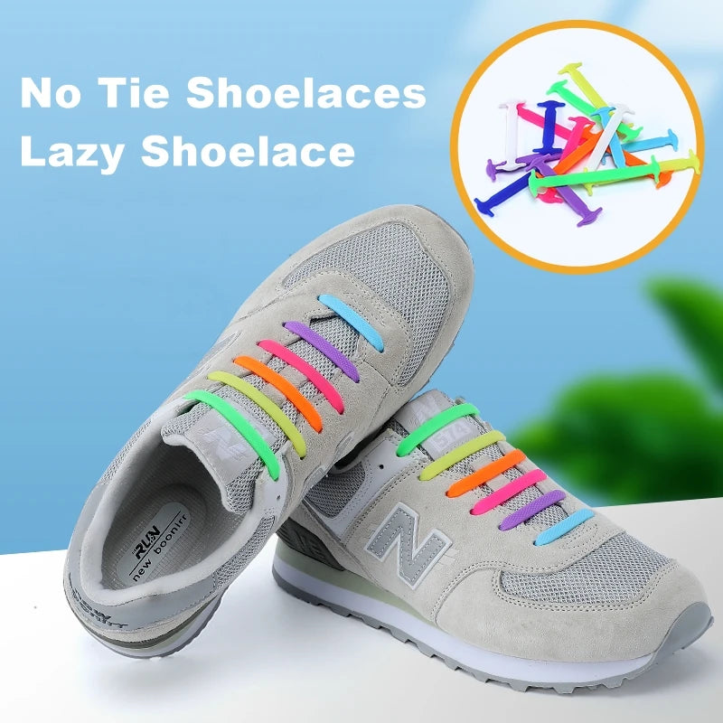 Elastic Silicone Shoelaces Fashion Unisex Athletic Non-Tie Shoe Lace Fit All Sneakers Quick Shoe Lace