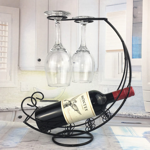 Metal Wine Rack Hanging Wine Glass Holder Bar Stand Display Unique Home Decor Accessory Gift