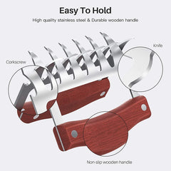 Bear Claws Stainless Steel BBQ Meat Shredder Claws with Wooden Handle Pull Pork Turkey Chicken Claws