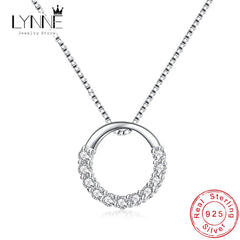 925 Sterling Silver Jewelry Fine Round Cubic Zirconia Pendant Necklaces New Fashion Trend for Women Semi Circle CV Clavicle Chain Gift for Her