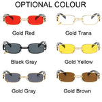 New Fashion Square Sunglasses Luxury Small Frame Sun Glasses Rectangle Metal Mirror Shades