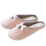 Women's Winter Slippers with Cute Bowtie For Indoor Use Soft Bottom Cotton Warm Flats