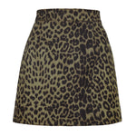 Women's Leopard Print Skirt Faux Vegan Suede High Waist Bodycon Mini Skirt