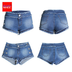 Women's Tight Denim Shorts With Low Waist Fashionable and Sexy Distressed Shorts