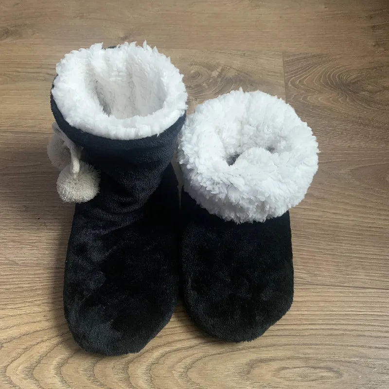 Cozy Flannel Home Indoor Winter Slippers Non Slip Grip Fluffy Boots