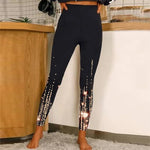 Women's High Waist Skinny Stretchy Pencil Pants Sports Fashion Floral Print Leggings