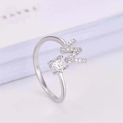 Initial Open Finger Rings A-Z Initials Monogram for Women Creative Adjustable Ring Fashion Wedding Party Jewelry Gift for Her