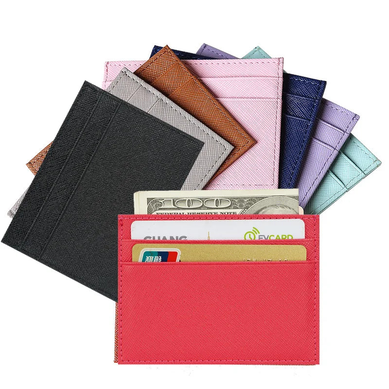 RFID Genuine Leather Credit Card Holder Candy Color Business Card Holder ID Card Case