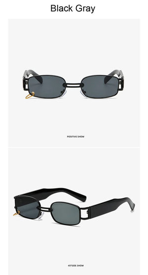 New Fashion Square Sunglasses Luxury Small Frame Sun Glasses Rectangle Metal Mirror Shades