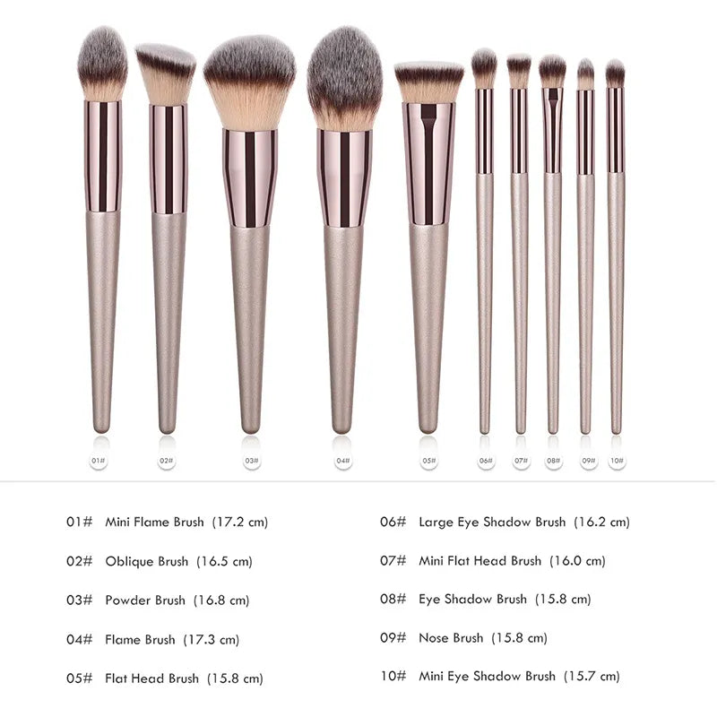 Champagne Makeup Brush Set Cosmetic Foundation Powder Blush Eyeshadow Blending Make Up Brush Beauty Accessory Tools