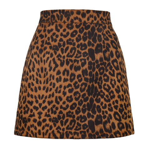 High Waist Leopard Print Mini Skirt Women Faux Suede Bodycon Casual Club Party Fashion