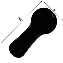 Black Computer Arm Rest  with measurements on a white background