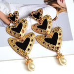 Metal Love Heart Long Earrings High-quality Crystal Drop Stud Earrings Fashion Jewelry