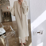 Women's Cardigan Coat, Wool Cashmere Soft Loose Knitwear, Over-the-knee Cardigan