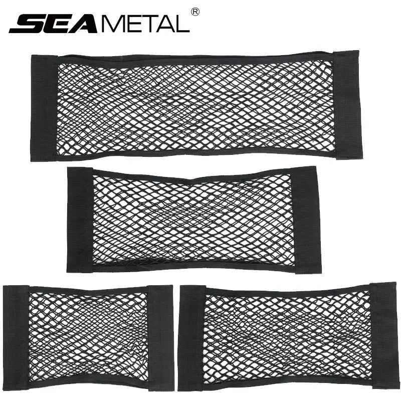 Black mesh storage pockets for car