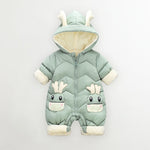 Newborn Baby Winter Snowsuit Velvet Thick Baby Jumpsuit 0-2 Years  Hooded Deer Ears Romper