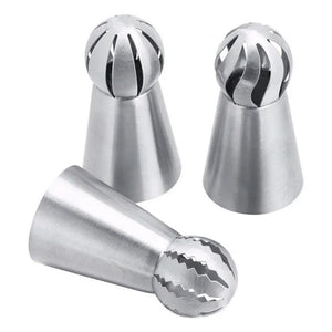 Cupcake Stainless Steel Sphere Decorator Ball Shape Icing Piping Nozzle Pastry Cream Tip Flower Shape Pastry Tube Decoration Tools