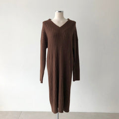 Women Long Sleeve Knitted Loose Sweater Dress