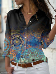 Women's Casual Long-Sleeved Shirt Floral Print Blouse