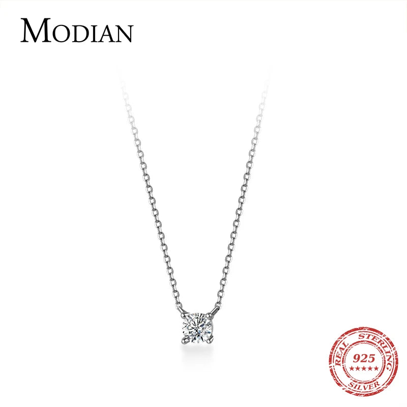 925 Sterling Silver Cubic Zirconia Necklace Geometric Cut Sparkling Zircon Pendant Necklace for Women Wedding Engagement Jewelry Gift for Her