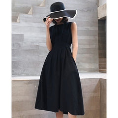 Solid Color Elegant Ofiice Party Midi Dress