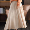 Women's  Cashmere A-Line Skirt Pleated Knit Long Skirt 100%Wool Large Size High Waist Shirring Skirt
