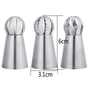 Cupcake Stainless Steel Sphere Decorator Ball Shape Icing Piping Nozzle Pastry Cream Tip Flower Shape Pastry Tube Decoration Tools